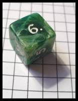 Dice : Dice - 6D - Green Swirl Dice With White Painted Numerals